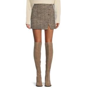 Gianni Bini Skirt Size 10 Brown Plaid Tweed Mini Preppy Y2K Classic Fall NWT
